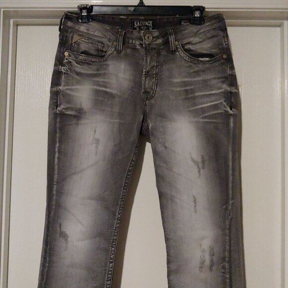Salvage Mayhem Straight Regular Gray Rock Grunge Streetwear 33L Stretch Emo Goth - Picture 3 of 9